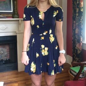 Urban Outfitters Navy Floral Mini Dress